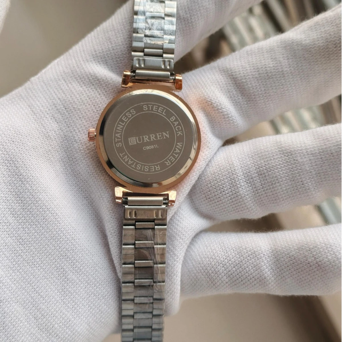 Curren Women Watch Model 9081 Silver Chain Dial Blue  Colour Watch For Ladis